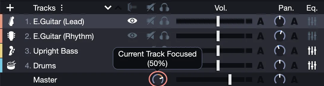Access to the Focus/Unfocus current track option