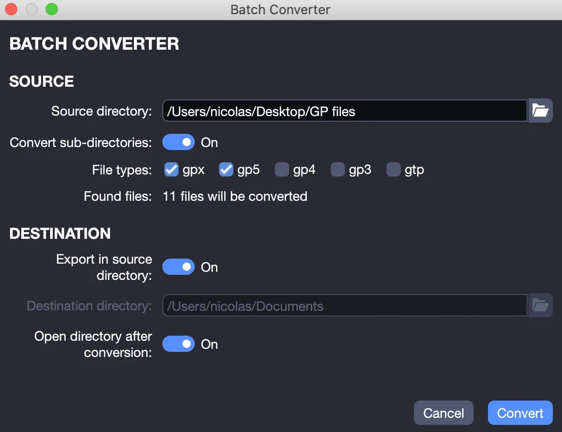 Batch converter window