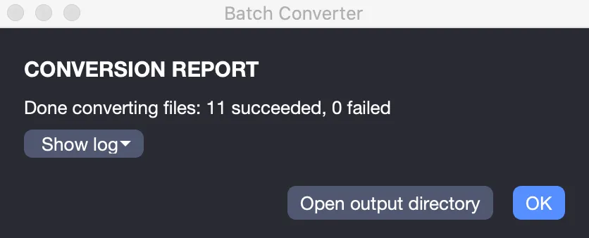 Conversion report