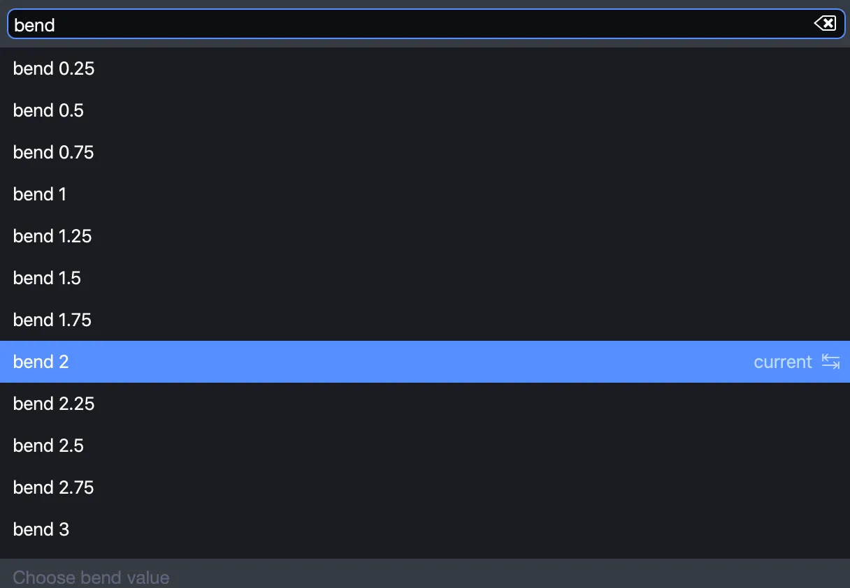 Bend command options