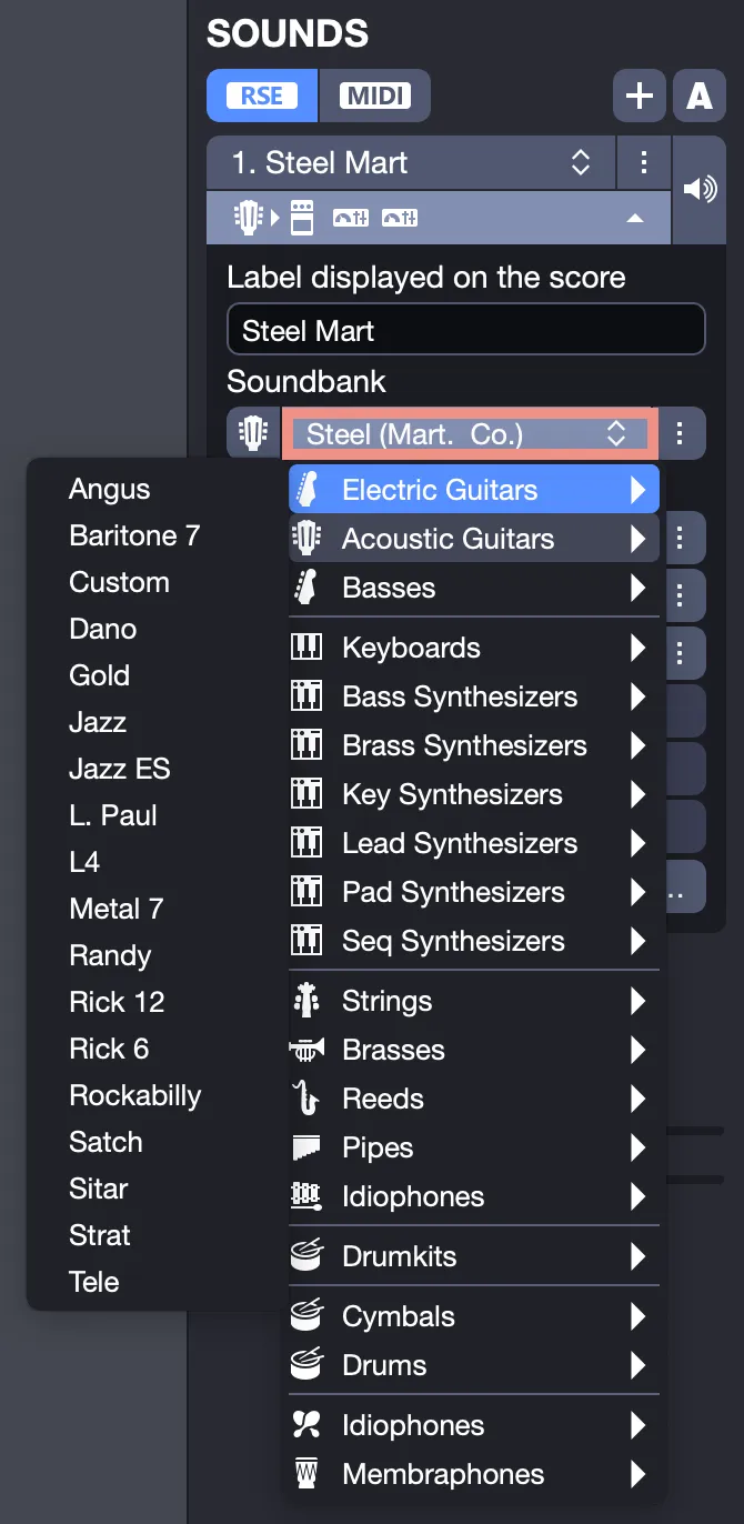 Sound bank settings