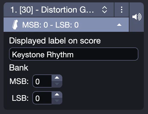 MIDI sound settings in the inspector
