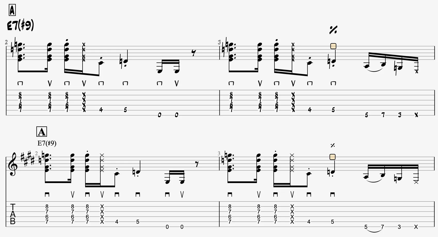 Jazz style above vs Classic style below