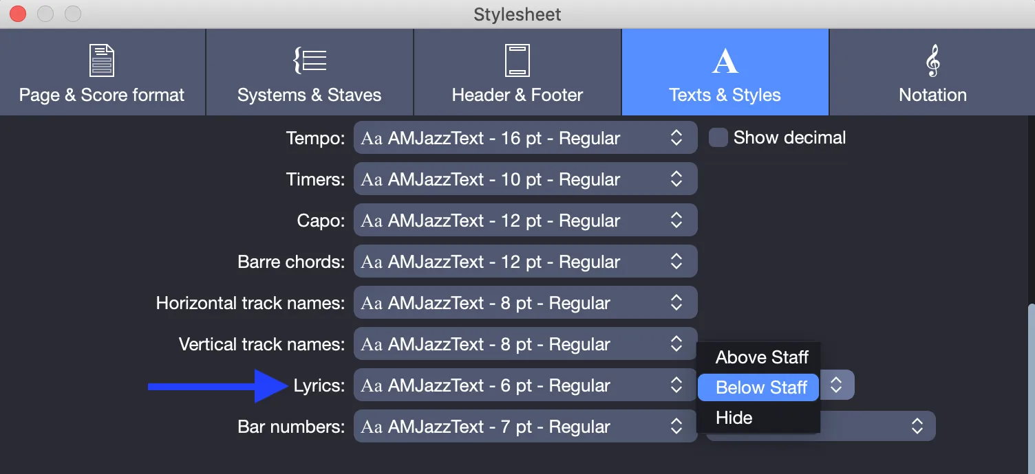 Set up lyrics location