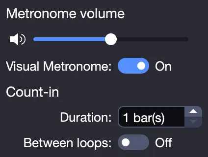Metronome and countdown settings