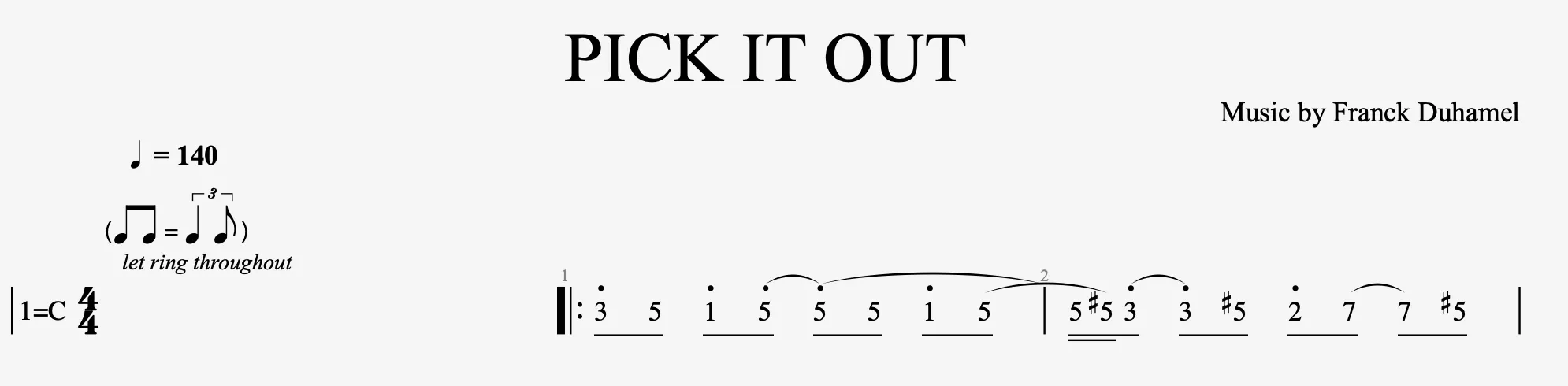 Numbered notation example