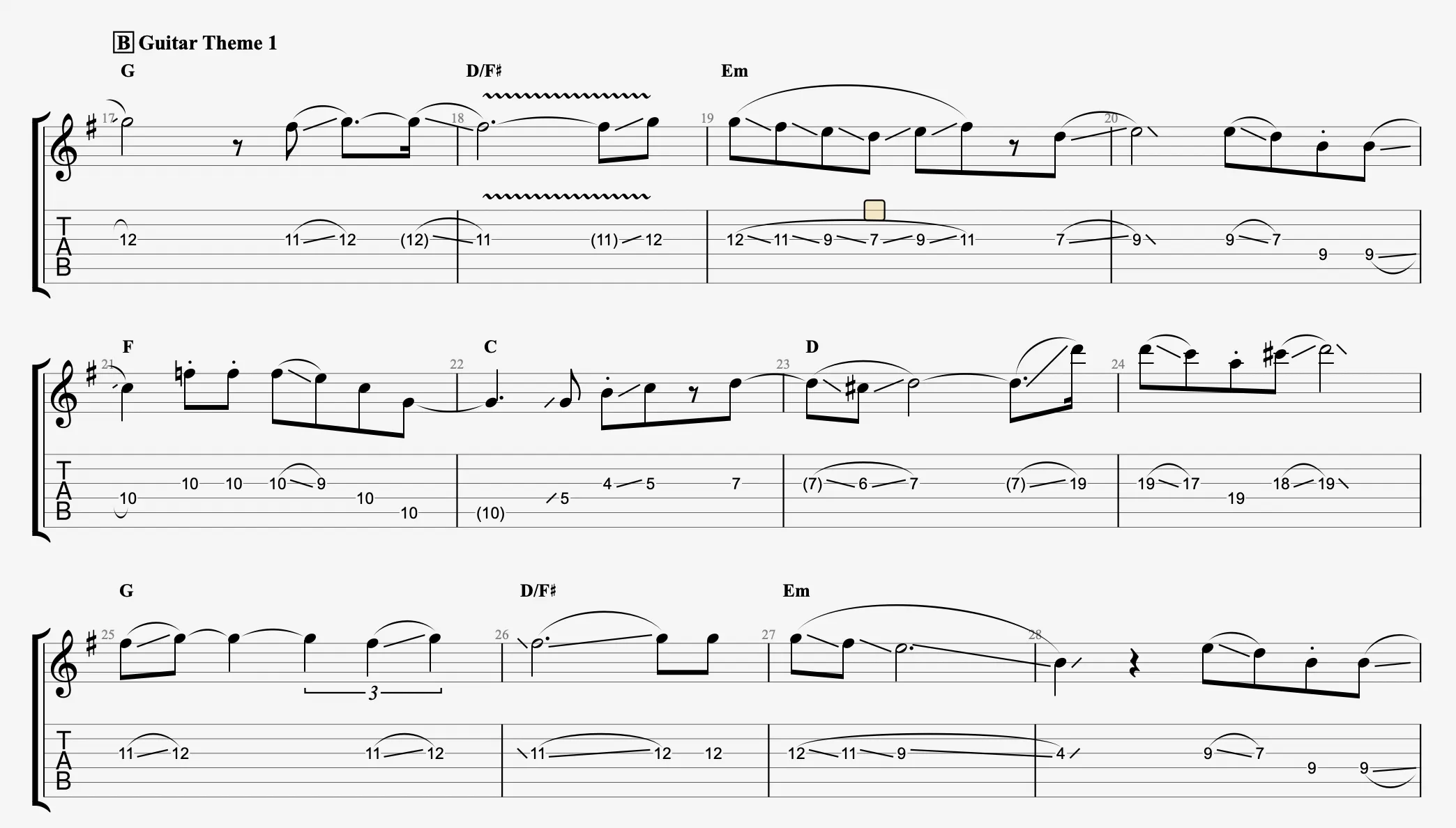 Slide Examples in Guitar Pro
