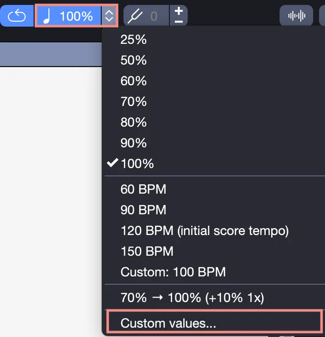 Relative speed settings