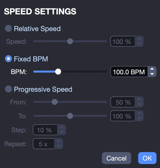 Fixed BPM settings