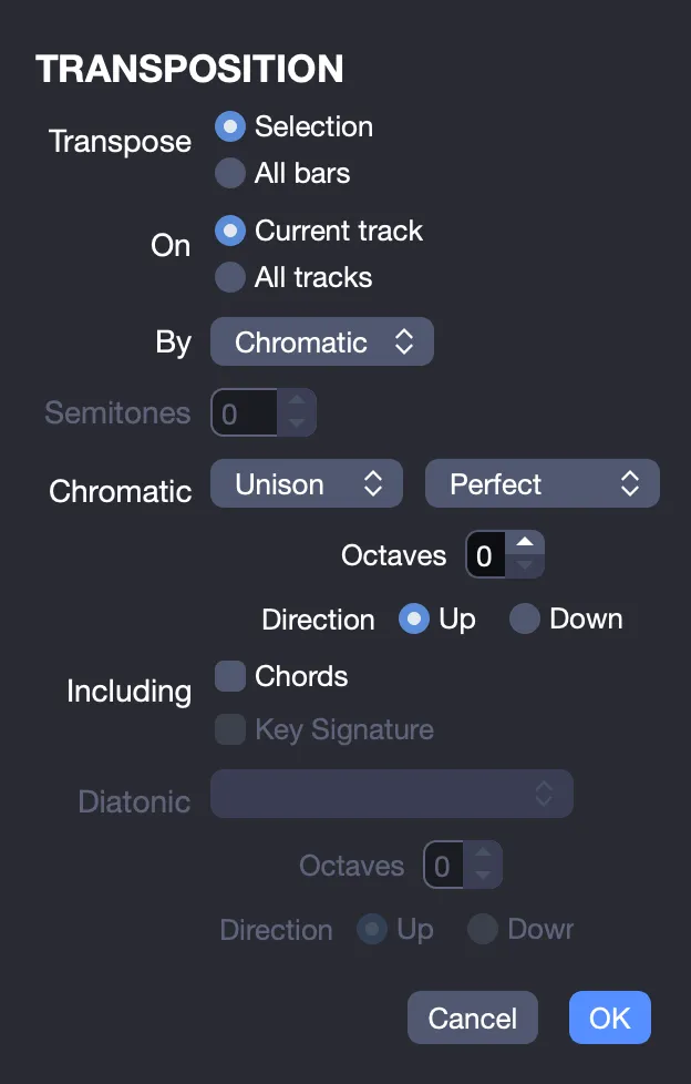 Transposition options