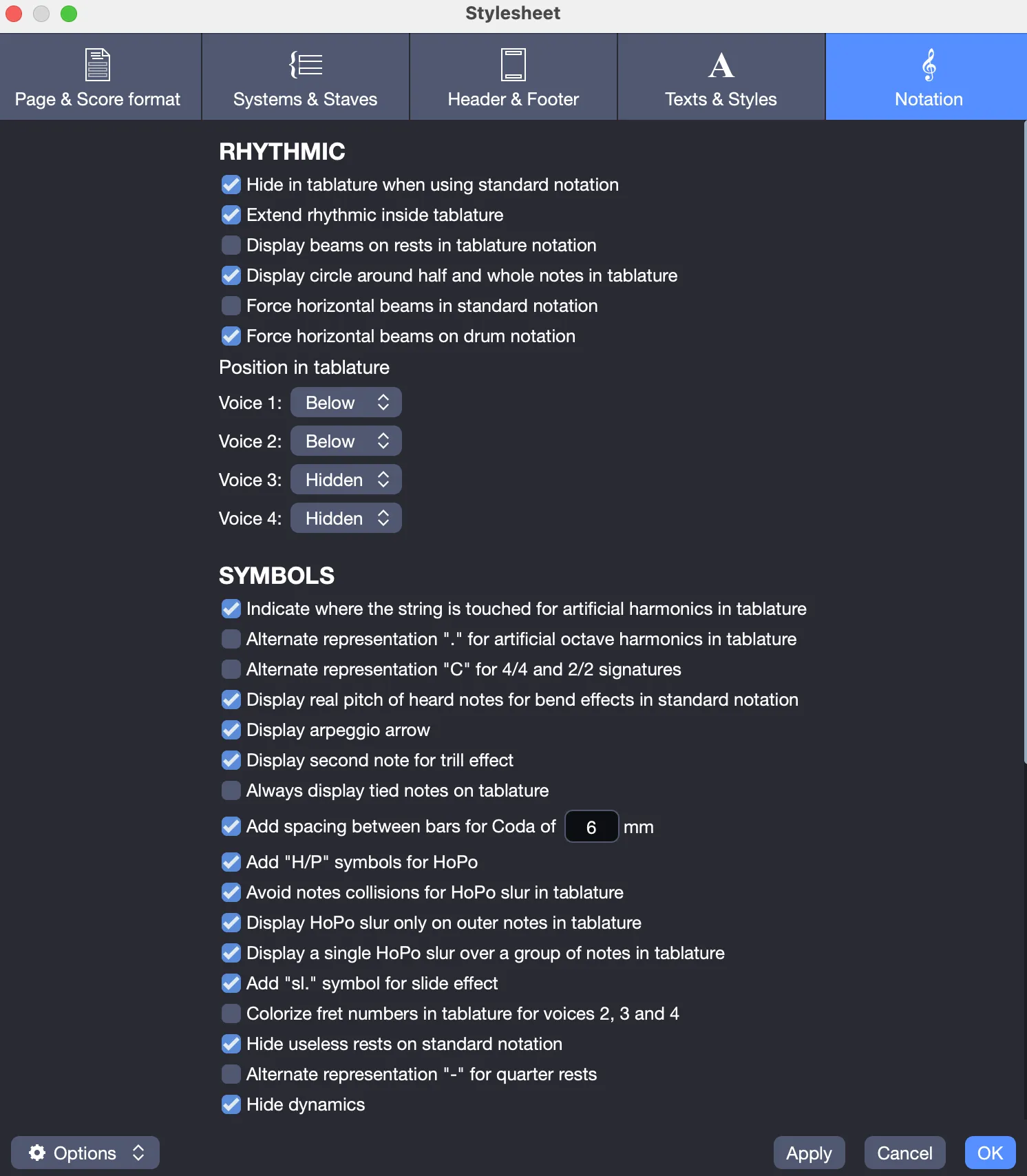 Notation tab