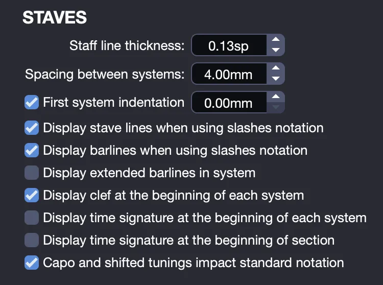 Staves section