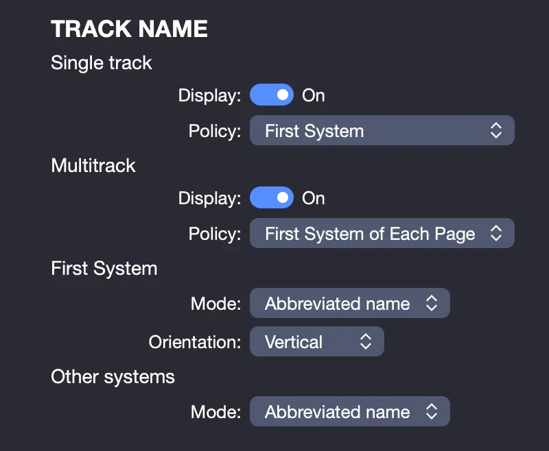 Track name section