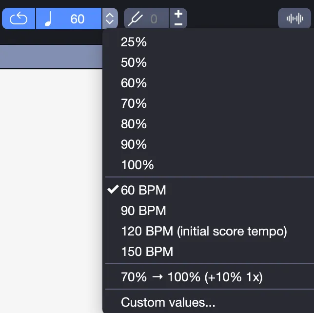 Fixed tempos option