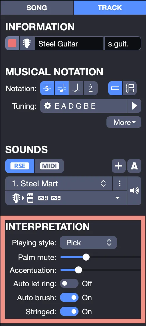 Playback settings from the inspector