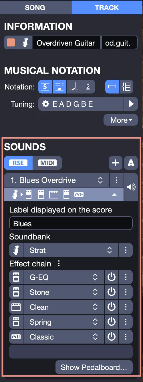 Sound settings in the inspector