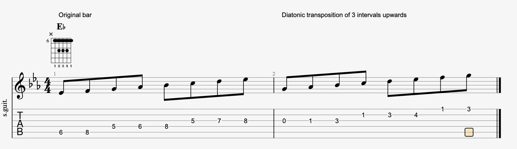 Diatonic transposition example