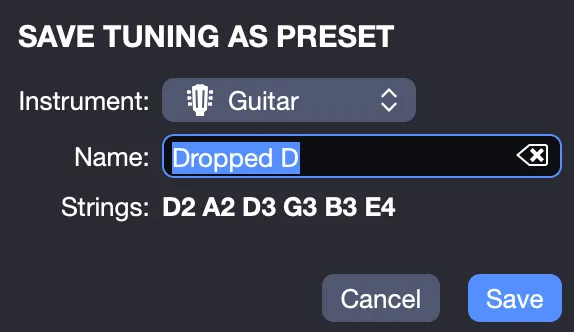Tuning save window