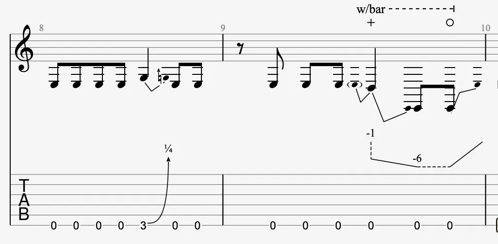 Whammy bar in the second bar
