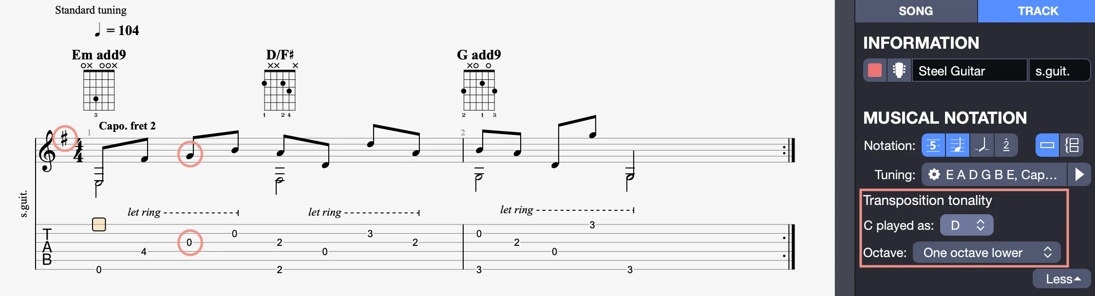 Cejilla con transposición