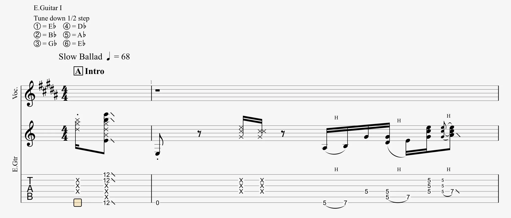 Partitura con la opción desactivada