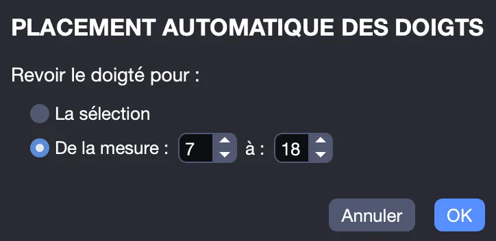 Fenêtre Placement Automatique des Doigts