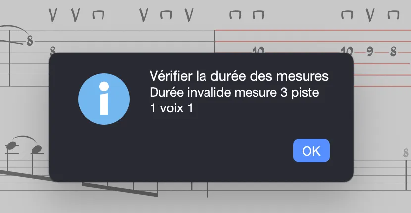 Fenêtre Vérifier les Mesures