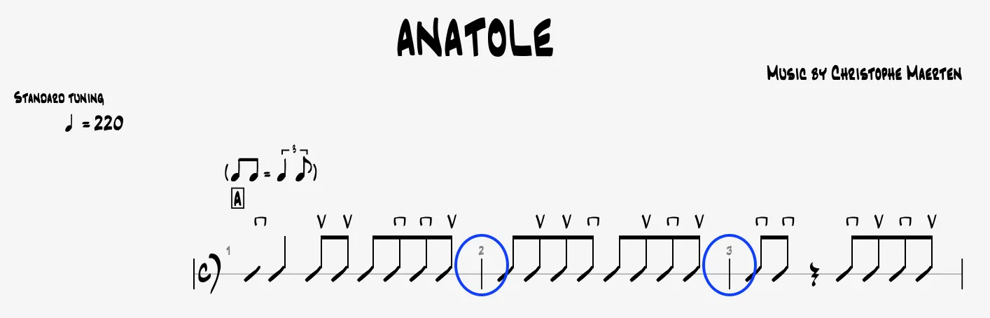 Exemple barres de mesure en notation rythmique