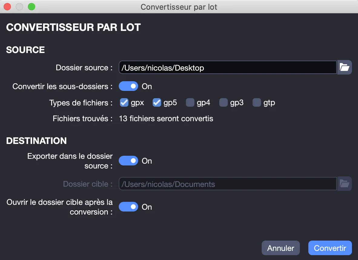 Fenêtre Convertisseur par lot