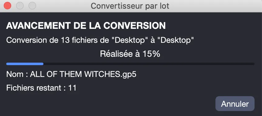 Conversion en cours