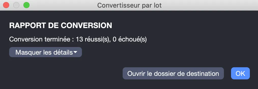 Rapport de conversion