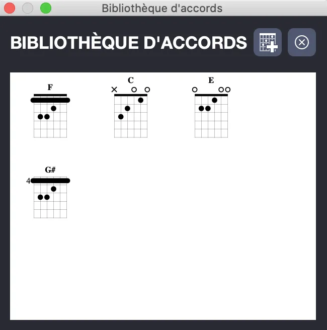 Bibliothèque d’accords du morceau