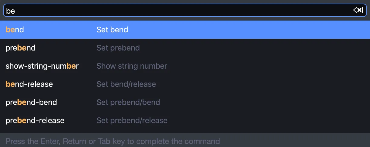 Ajout d’un bend depuis la palette de commande