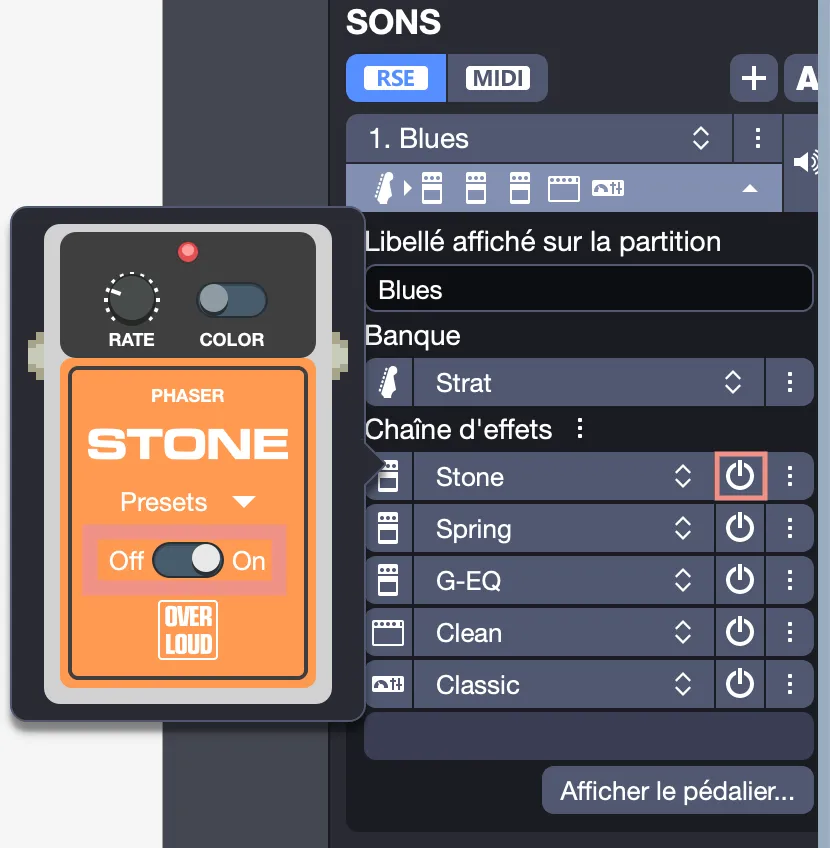 Effet activé/désactivé