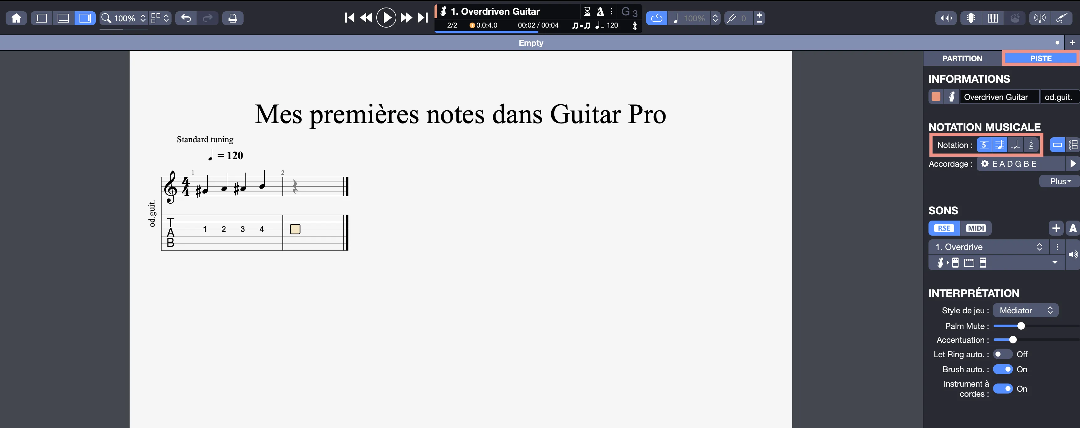 Accès notation