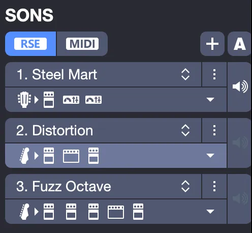 Liste des sons d’une piste