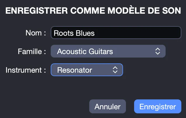Enregistrer un son comme modèle de son utilisateur