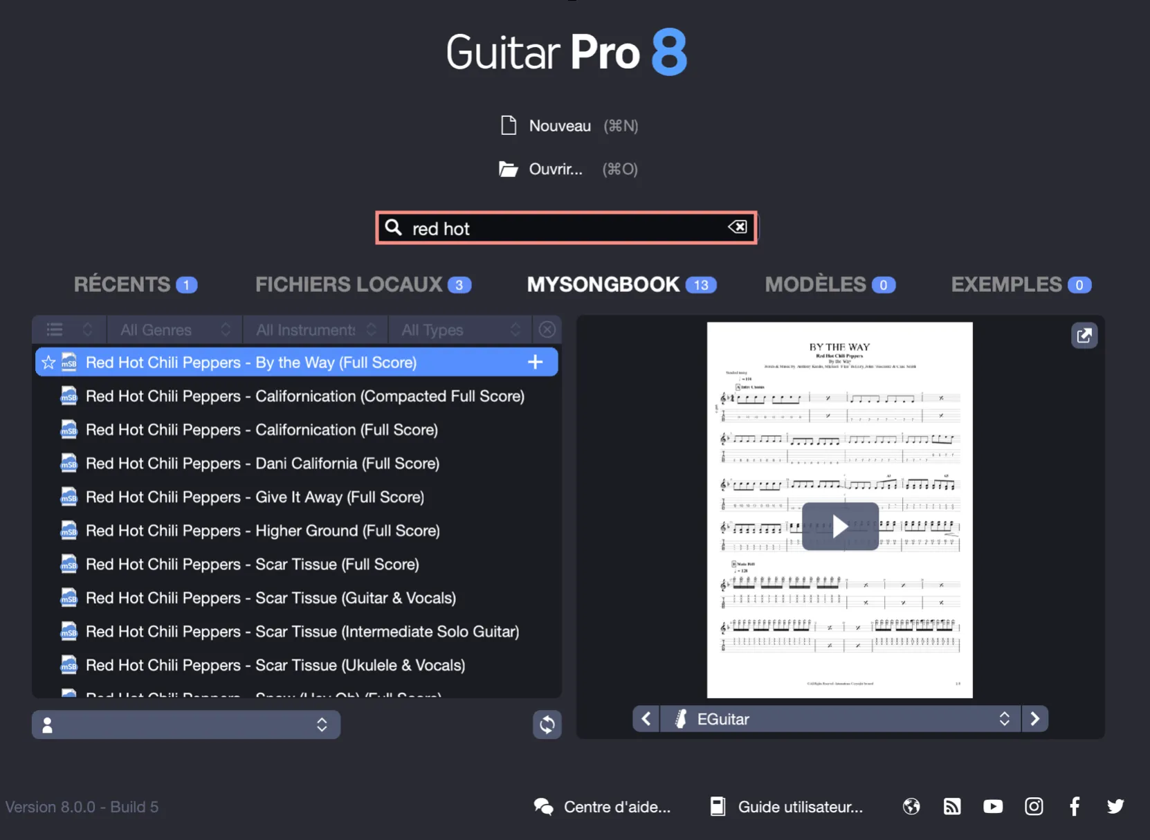 Recherche mySongBook