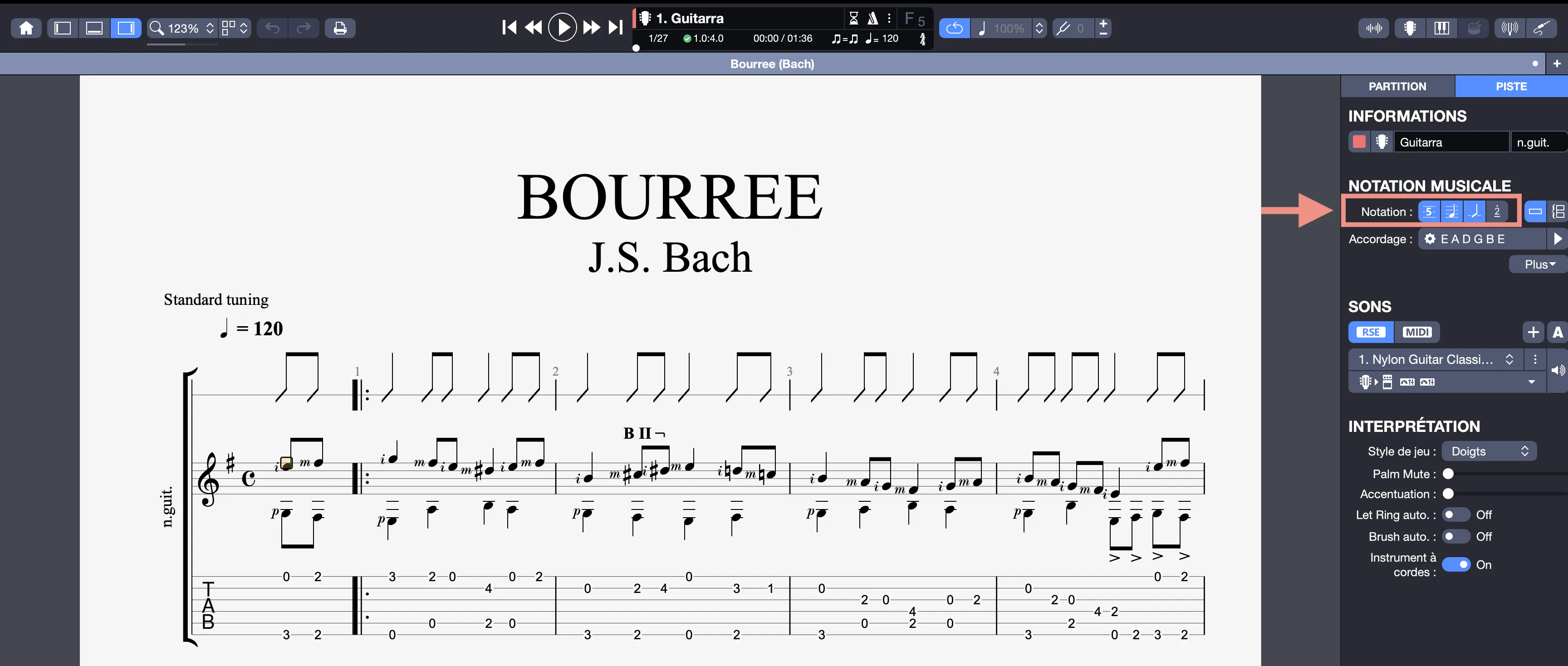 Accès notation