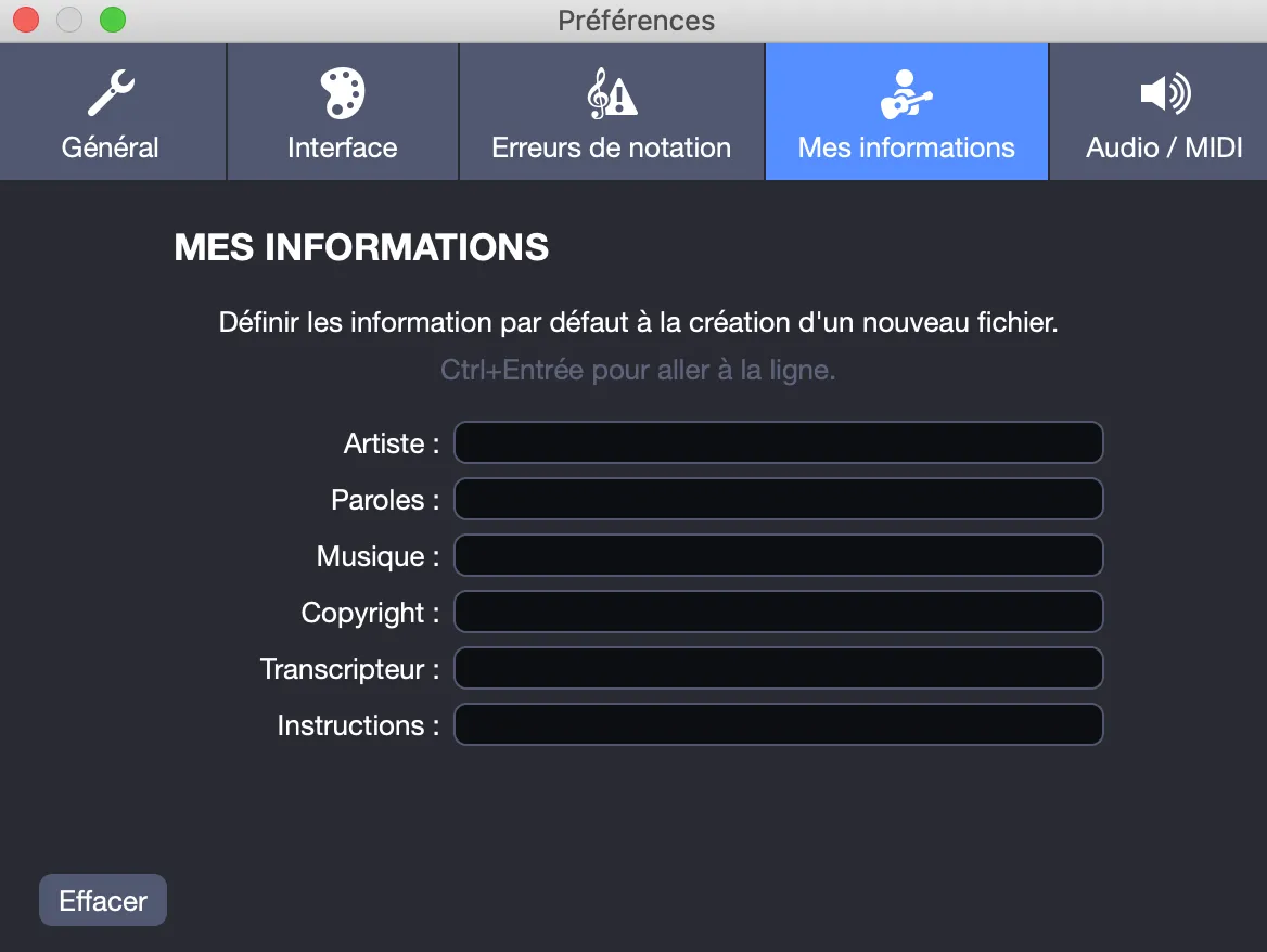 Préférences d’informations utilisateur