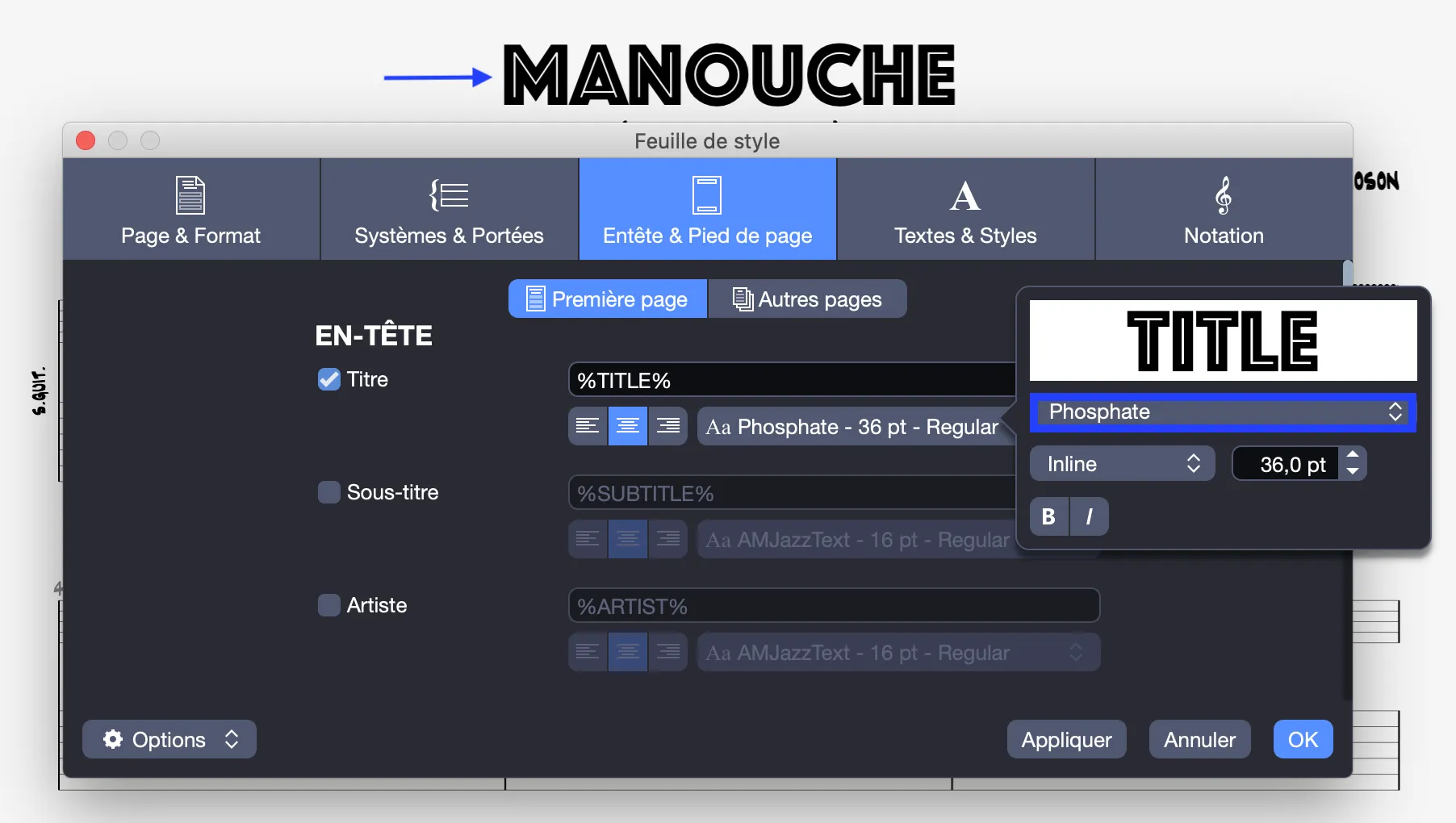 Exemple police du titre