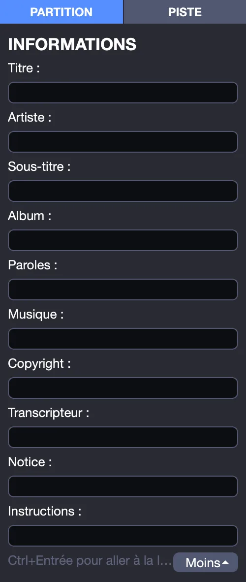 Informations partition