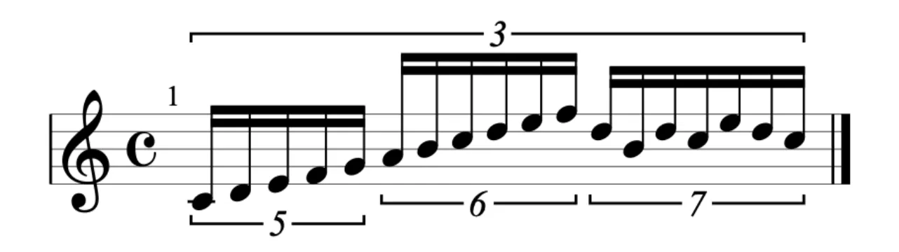 Illustration d’un triolet dans Guitar Pro 8