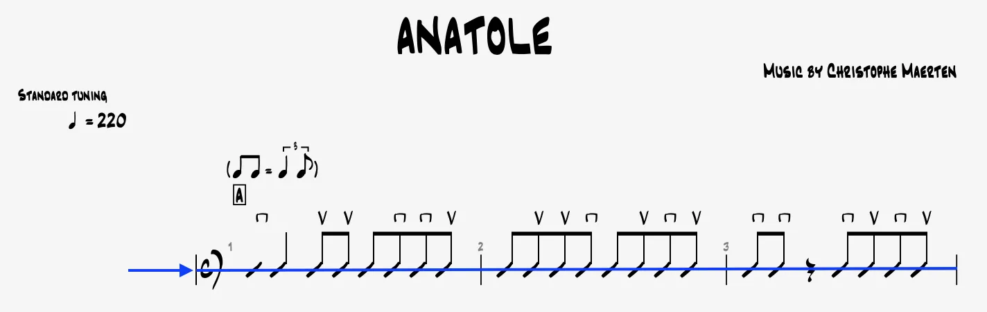 Exemple lignes de portée en notation rythmique