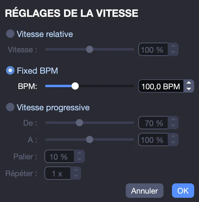 Réglages tempos fixes