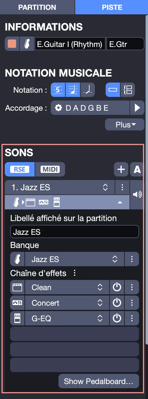Réglages du son dans l’inspecteur