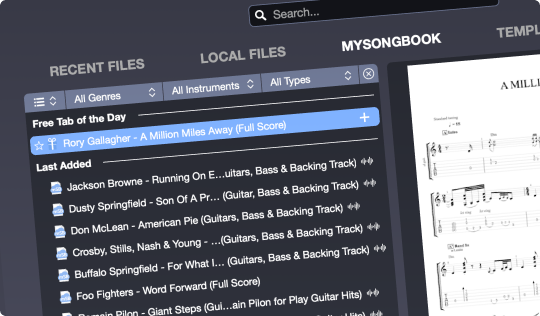 Access your tabs directly in Guitar Pro